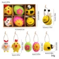 Detailed set of 6 Easter felt ornaments (chicks, bees, eggs) with dimensions and gift box. - Set of 6 / Easter Eggs (Box of 6)