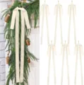 Set of 6 ivory velvet Christmas bows with long tails for tree and garland decor - 6 Pieces / Pack / White