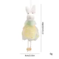 Plush Easter bunny hanging ornament with yellow daisy mesh dress, size 17.5cm. - Yellow