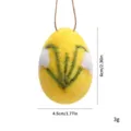 Handmade yellow wool felt Easter egg hanging ornament with green pattern, 6cm height - 1 Piece / Flower - Yellow