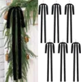 Set van 6 elegante zwarte fluwelen kerststrikken met lange linten voor de boom - Zwart
