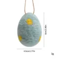 Handmade wool felt Easter egg ornament with yellow dots, dimensions 6cm x 4.5cm, 3g - Single Piece / Spotted Blue