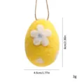 Handmade yellow felt Easter egg hanging ornament with white flower and polka dot detail - Single Piece / Five-Petal Flower-Yellow