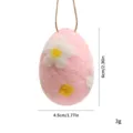 Pink wool felt Easter egg hanging decoration with white floral pattern and dimensions. - Single Piece / Five-Petal Flower-Pink