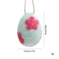 Handmade light blue wool felt Easter egg ornament with pink flower detail - Single Piece / Five-Petal Flower-Green