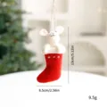 Handmade needle felted white animal doll in a red Christmas stocking hanging ornament - Little Mouse