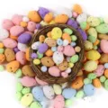 Set of colorful speckled foam Easter eggs in multiple sizes with a rustic twig nest - 100pcs Pack / 4cm Colorful Egg (3x4)