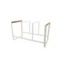 Escurridor de platos de cocina minimalista con asas de madera, organizador para armario. - Modelo de 3 compartimentos / Blanco