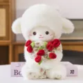 Adorable peluche mouton rose magnétique, variante de poupée douce cadeau pour couple. - Rose rouge