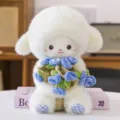 Mignonne peluche d'agneau avec des roses bleues magnétiques, jolie poupée douce pour cadeau. - Rose Bleue