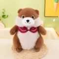 Cute plush marmot doll toy with red sailor collar, brown and white stuffed animal var. - Brown / 24cm