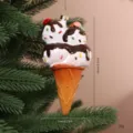Colorful ice cream cone Christmas tree ornament with 14cm height and 22g weight - OPP Bag / Ice Cream Cone