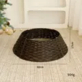 Durable dark brown woven PE wicker Christmas tree collar with a 60cm base diameter - Faux Rattan Coffee Christmas Tree Collar / Small (60cm Base)