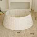 Witte PE geweven kerstboomrok kraag, 65 cm basis en 20 cm hoogte - Faux Rotan Witte Kerstboomkraag / Groot (65cm Basis)