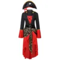 Halloween Costume de Reine de Pirate des Caraibes Ensemble Robe de Cosplay avec Chapeau - M / Robes / Rouge Pirate (Sans Chaussettes)