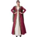 Costume de reine médiévale femme robe renaissance cosplay cape déguisement halloween - M / Robes / Patchwork Rouge Vert Blanc