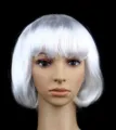 Corto peluca bob blanca con flequillo para cosplay y fiestas, cabello sintético elegante. - M / Peluca / Plateado