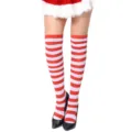 Red white striped over the knee socks christmas costume fashion stockings for women legs - One Size / Bottoms / Red and White Striped Socks
