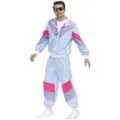 Tuta sportiva uomo retro color block stile vintage anni 80 90 costume cosplay Halloween - Taglia M / Sopra e Sotto / colore dell'immagine