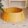 Gele PE-gevlochten kerstboombasis cover, 65 cm diameter, 974 g kerstversiering - Faux Rotan Natuurlijke Kerstboomkraag / Groot (65cm Basis)