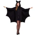 Schwarzes Fledermaus Kostüm für Damen Halloween Cosplay Kleid mit Kapuze und Flügeln Ärmeln. - S / Kleider / Fledermauskleid-Stil