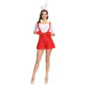 Sexy Halloween bunny costume for women cosplay outfit with cute ears bow and shorts. - M / Top And Bottom / Red White