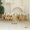 Valla de madera rústica de Navidad con renos y nieve, 98 cm de ancho - Reno de color natural / 2 Piezas/Juego