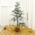 100cm snow-flocked artificial Christmas tree with pine cones and moss ball base - 100cm / Moss Base Snow Green
