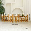 Valla de madera rústica para árbol de Navidad con nieve blanca y bayas rojas, 98 cm - Casa Natural / 2 Piezas/Juego