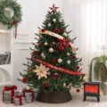 Gran set de árbol de Navidad DIY estilo europeo con adornos rojos y dorados para el hogar - Con Ornamentos (Con Collar de Árbol + 3 Cajas de Regalo) / 150cm