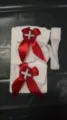Medias de red blancas sexys hasta el muslo con lazo rojo y cruz de enfermera. - Talla única / Red Blanca con Lazo Rojo Cruz
