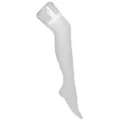 White over-the-knee stockings, elegant thigh-high hosiery displayed on transparent leg form. - One Size / Hosiery / White