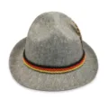 Chapeau feutre gris traditionnel bavarois pour Oktoberfest avec cordon tricolore et plume. - Taille unique / Chapeau / Chapeau Gris Seul