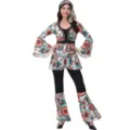 Ensemble costume disco hippie rétro des années 60 et 70 avec manches évasées et bandeau. - M / Haut et Bas / Style Femme