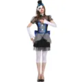 Σετ αποκριάτικης γοτθικής στολής cosplay με φόρεμα, μάσκα και αξεσουάρ για πάρτι. - M / Σετ / Ασπρόμαυρο καρό