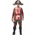 Men bloody pirate costume captain outfit for Halloween cosplay party spooky zombie dress up - M / Set