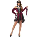 Close-up detail of the black-white checkered patchwork and velvet texture on the costume. - M / Dresses