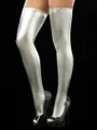 Metallic silver thigh high stockings shiny over knee socks cosplay costume party accessories - One Size / Bottoms / Silver Leather Socks / Silver
