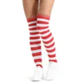 Lunghe calze alte a righe rosse e bianche sopra il ginocchio per accessori costumi - Taglia unica / Pantaloni e gonne / Solo Calze a Righe