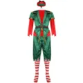 Détail de costume de lutin de Noël avec haut pantalon bonnet en velours et chaussettes. - M / Haut et Bas