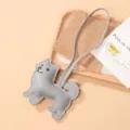 Charmant porte-clés chien Samoyède en cuir PU gris pour sacs à main et accessoires - Gris