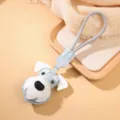 Joli porte-clés chien Schnauzer bleu clair en cuir PU pour décoration de sac. - Schnauzer / Bleu Clair