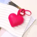 Vibrant pink heart-shaped PU leather charm keychain for trendy bags and car keys - Rose Red