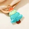 PU leather Christmas tree keychain charm in mint green with gold ring - Christmas Tree