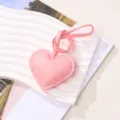 Elegant pink heart-shaped PU leather pendant charm for bags or keychains accessory - Pink
