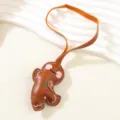 Cute brown PU leather gingerbread man bag charm and keychain with hanging strap for bags - Gingerbread Man