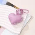Charming purple heart-shaped PU leather pendant keychain charm for bags and car keys - Purple