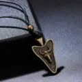 Collier pendentif tête de taureau en bronze vintage avec cordon noir style hip hop - Bronze