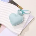 Minimalist light blue PU leather heart-shaped pendant keychain accessory for handbags - Blue
