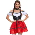 German Oktoberfest beer maid costume sexy Halloween costume women party dress outfit. - S / Set / Printed